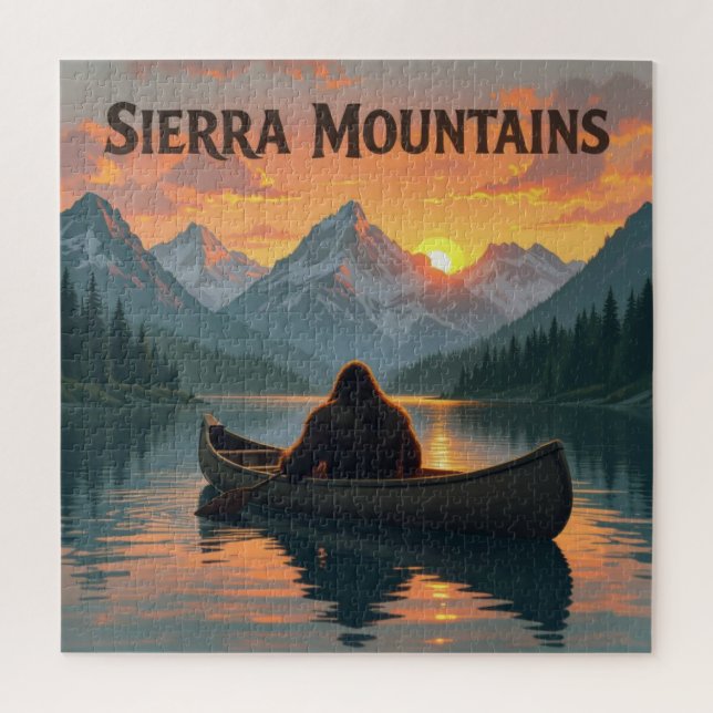 Bigfoot Canoe – Sierra Mountains Sunset  Jigsaw Puzzle (Vertical)