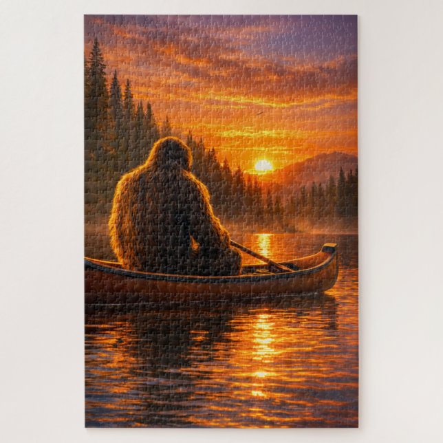 Bigfoot Canoe sunset reverie Jigsaw Puzzle (Vertical)