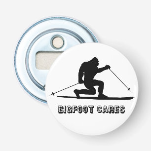 Bigfoot Cares Telemark Skiing Bottle Opener