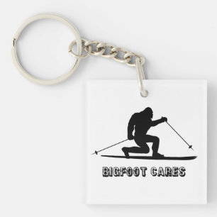 Bigfoot Cares Telemark Skiing Key Ring