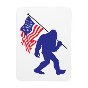 Bigfoot Carrying an American Flag Magnet