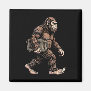 Bigfoot Carrying Chicken Crate Sasquatch Farm Humo Magnet
