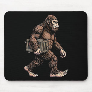 Bigfoot Carrying Chicken Crate Sasquatch Farm Humo Mouse Pad