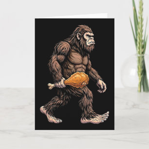 Bigfoot Carrying Chicken Drumstick Sasquatch Lover Card