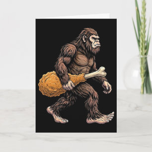 Bigfoot Carrying Chicken Drumstick Sasquatch Lover Card
