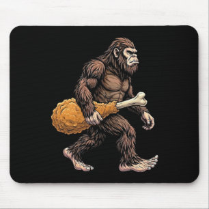 Bigfoot Carrying Chicken Drumstick Sasquatch Lover Mouse Pad