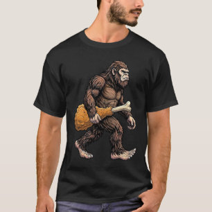 Bigfoot Carrying Chicken Drumstick Sasquatch Lover T-Shirt