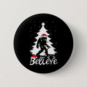 Bigfoot Carrying Christmas Tree Sasquatch Believer 6 Cm Round Badge