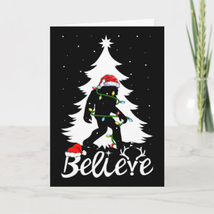 Bigfoot Carrying Christmas Tree Sasquatch Believer Card