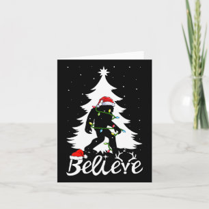 Bigfoot Carrying Christmas Tree Sasquatch Believer Card