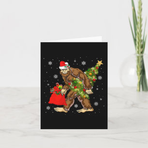 Bigfoot Carrying Christmas Tree Sasquatch Believer Card