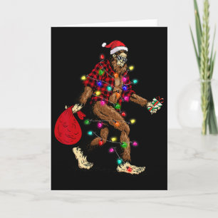 Bigfoot Carrying Christmas Tree Sasquatch Pajama Card
