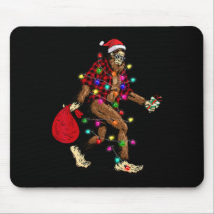 Bigfoot Carrying Christmas Tree Sasquatch Pajama Mouse Pad