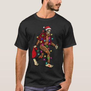 Bigfoot Carrying Christmas Tree Sasquatch Pajama  T-Shirt