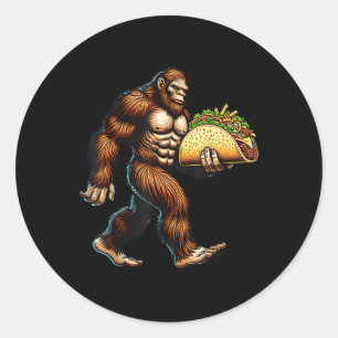 Bigfoot Carrying Taco Funny Cinco De Mayo Men Boys Classic Round Sticker