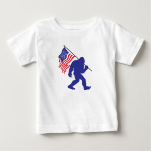Bigfoot Carrying the American Flag Baby T-Shirt