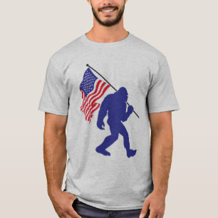 Bigfoot Carrying the American Flag T-Shirt
