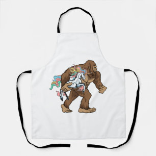 Bigfoot Carrying Unicorn Funny Sasquatch Gifts  Apron