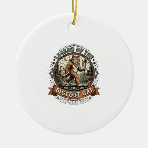 Bigfoot Cat Bigfoot Sasquatch Cat Vintage Vector A Ceramic Ornament