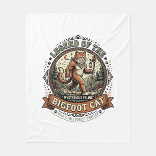 Bigfoot Cat Bigfoot Sasquatch Cat Vintage Vector A Fleece Blanket