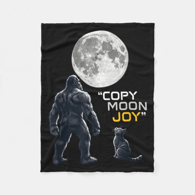 Bigfoot Cat Lover Copy Moon Joy Cryptid Funny Fleece Blanket (Front)