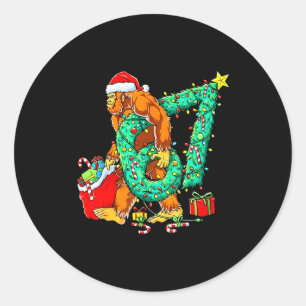 Bigfoot Christmas 67 Funny Meme Six Seven Xmas Boy Classic Round Sticker