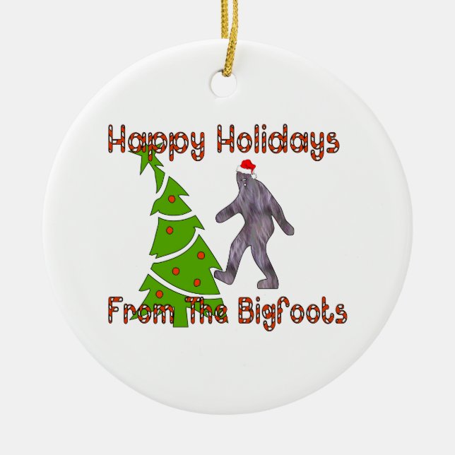 Bigfoot Christmas Ceramic Tree Decoration (Front)