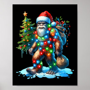 Bigfoot Christmas Christmas Tree Xmas Sasquatch  Poster