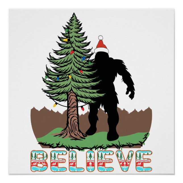 Bigfoot Christmas Gifts For | Believe Bigfoot Poster (Front)