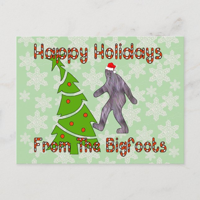 Bigfoot Christmas Holiday Postcard (Front)