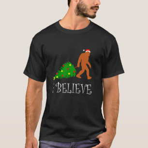 Bigfoot Christmas I Believe Festive Sasquatch Paja T-Shirt