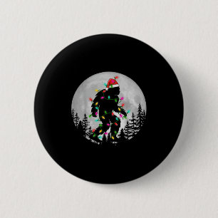 Bigfoot Christmas Lighting Santa Hat Night Moon Xm 6 Cm Round Badge