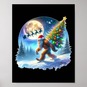 Bigfoot Christmas Santa Holiday Sasquatch Xmas Poster