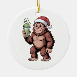 Bigfoot Christmas Sasquatch Matcha Lover Ceramic Ornament