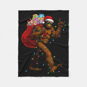 Bigfoot Christmas Shirts Boys Men Xmas Tree Lights Fleece Blanket
