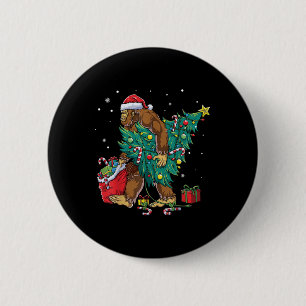 Bigfoot Christmas Tree Lights Funny Xmas Sasquatch 6 Cm Round Badge