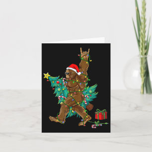 Bigfoot Christmas Tree Lights Rock Xmas Men Sasqua Card