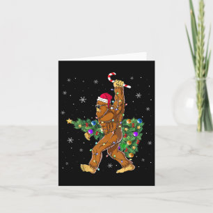 Bigfoot Christmas Tree Lights Sasquatch Lovers Card