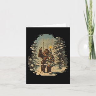 Bigfoot Christmas Tree Lights Tarot Xmas Sasquatch Card