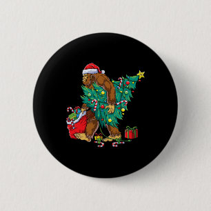 Bigfoot Christmas Tree Lights Xmas Boys Men Sasqua 6 Cm Round Badge