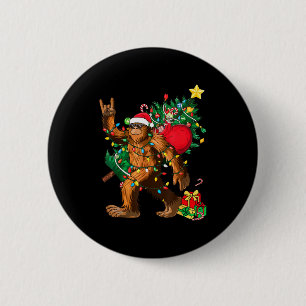 Bigfoot Christmas Tree Lights Xmas Boys Men Sasqua 6 Cm Round Badge