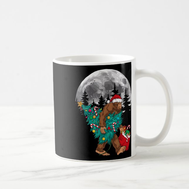 Bigfoot Christmas Tree Lights Xmas Boys Men Sasqua Coffee Mug (Right)