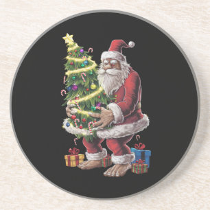 Bigfoot Christmas Tree Lights Xmas Sasquatch Lover Coaster