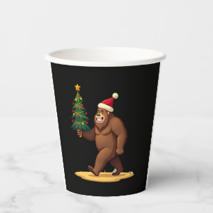 Bigfoot Christmas Tree Santa Hat (1) Paper Cups