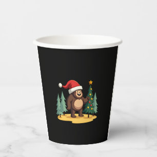 Bigfoot Christmas Tree Santa Hat (1) Paper Cups