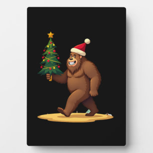 Bigfoot Christmas Tree Santa Hat (1) Plaque