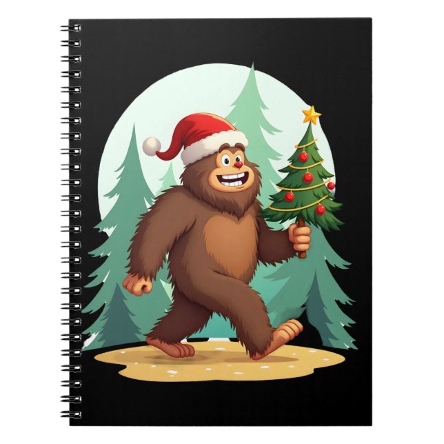 Bigfoot Christmas Tree Santa Hat (2) Notebook (Front)