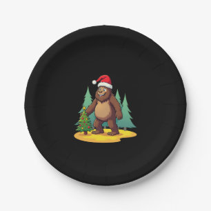 Bigfoot Christmas Tree Santa Hat (2) Paper Plate