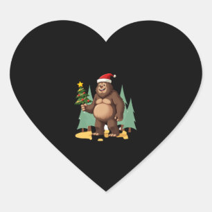 Bigfoot Christmas Tree Santa Hat (3) Heart Sticker