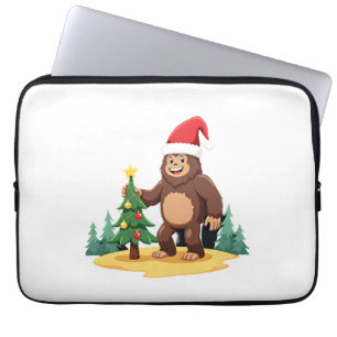Bigfoot Christmas Tree Santa Hat (3) Laptop Sleeve